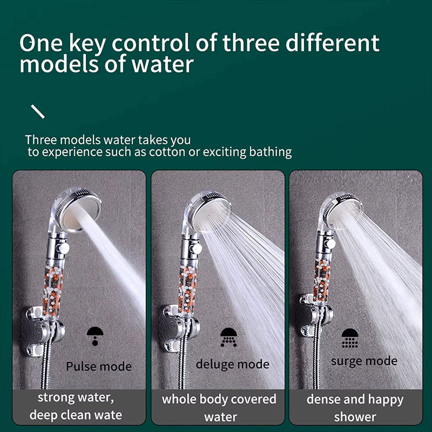 SpaFlow 3-in-1 High-Pressure Shower Head – Handheld Rainfall with Water-Saving Filter